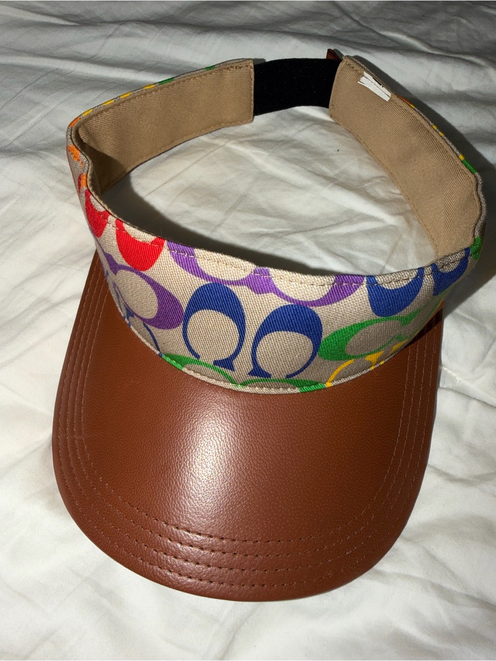 Coach Multicolor Canvas Visor with Brown Brim